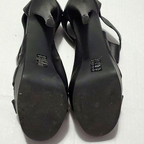 Michael Antonio Black Leather Crossed Party Event Stiletto Heels 7.5 - Picture 11 of 14